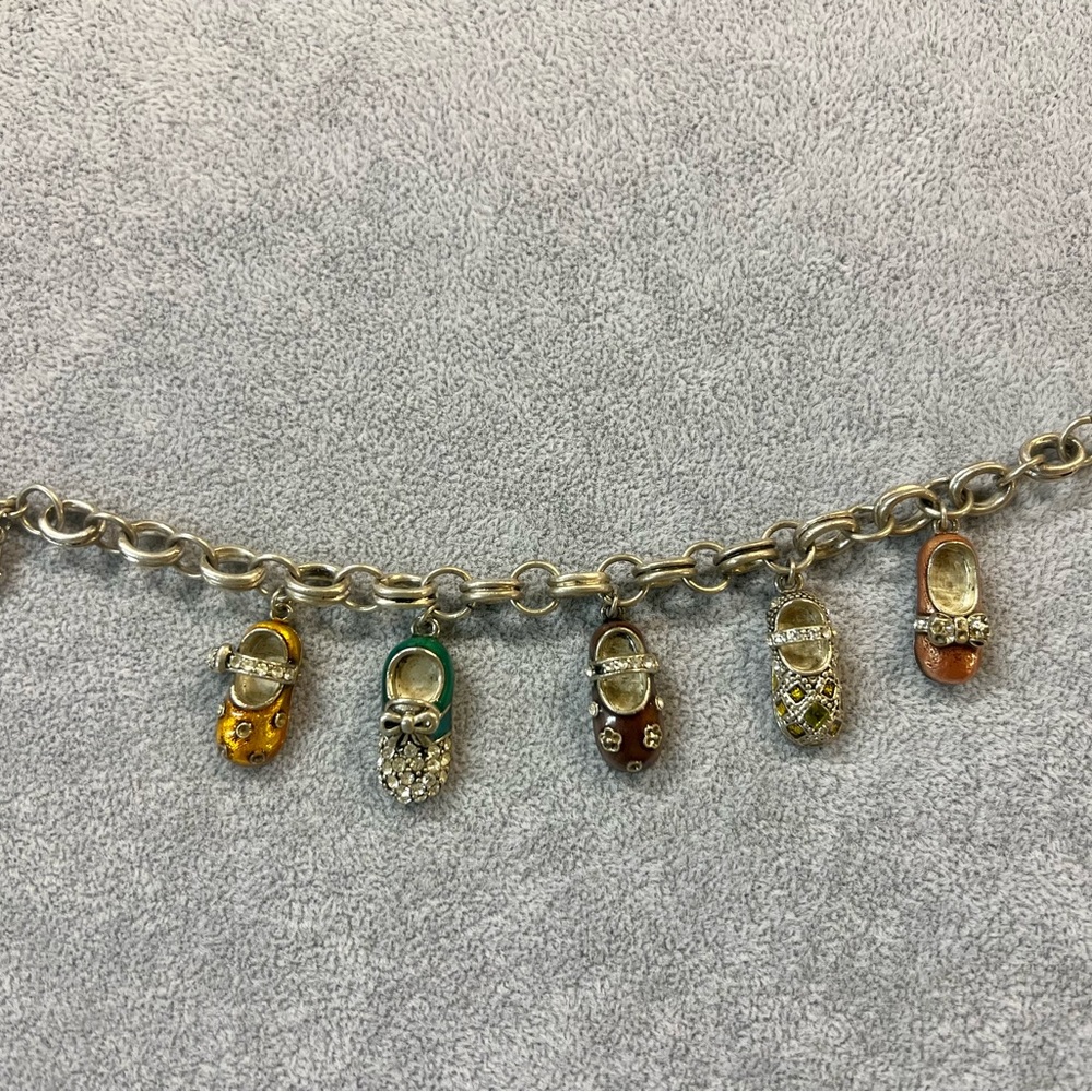Vintage Charm Bracelet with Shoes Crystals / Rhinestones